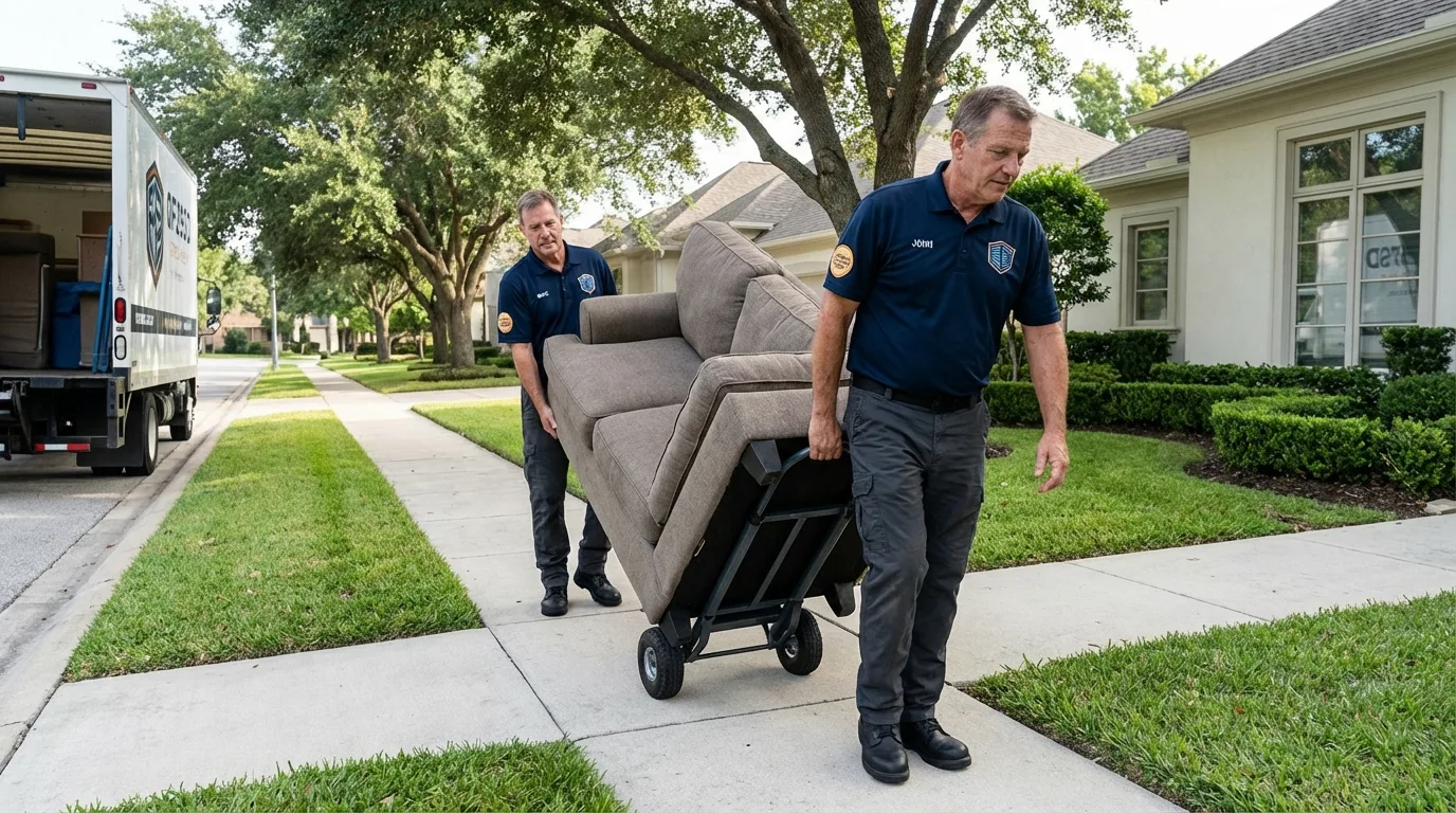 Local residential moving crew loading furniture in Riverside, CT